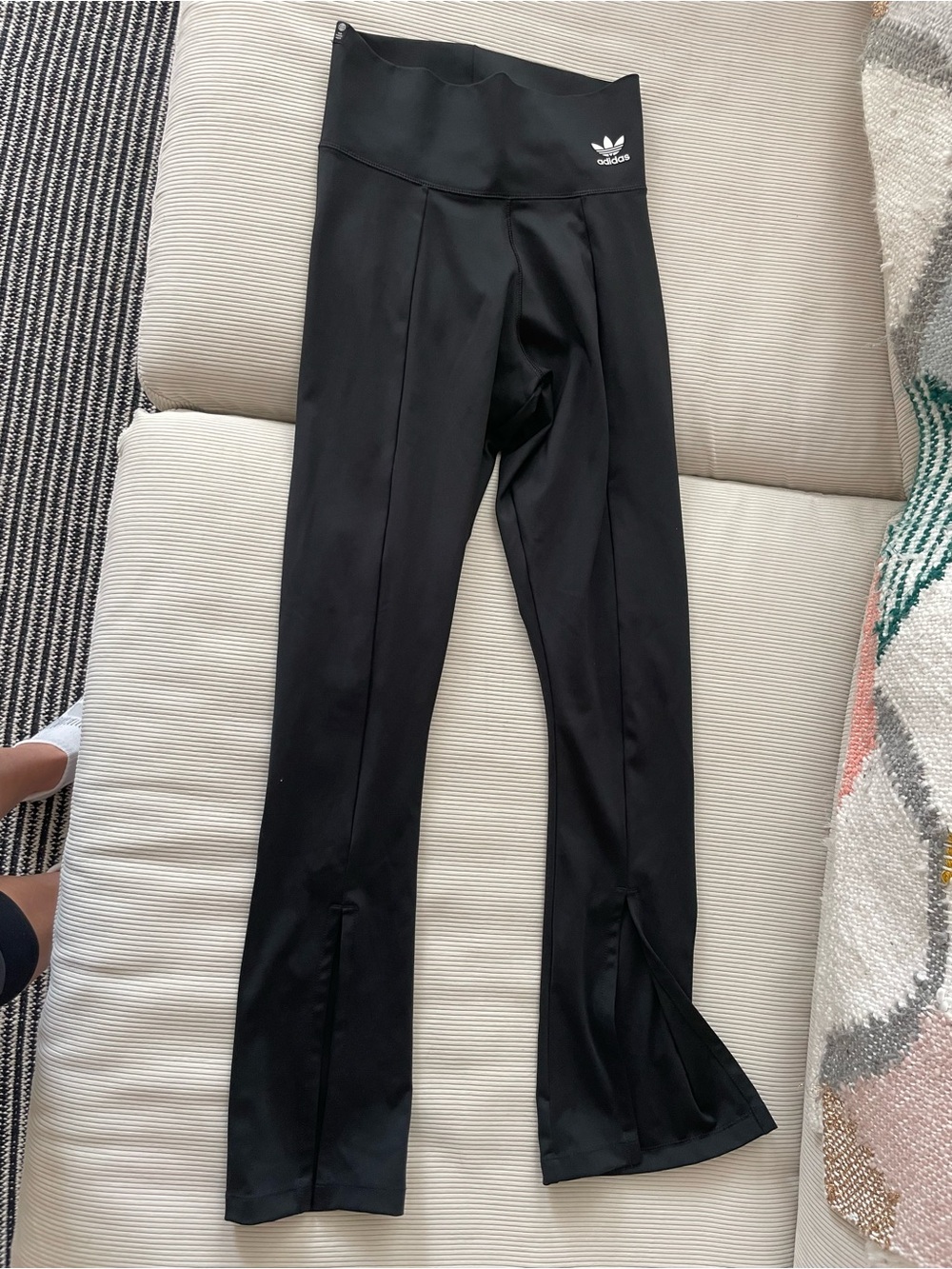 adidas Black Trefoil Logo Stretch Flares